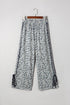 High Waist Abstract Animal Print Side Tie Cropped Pants